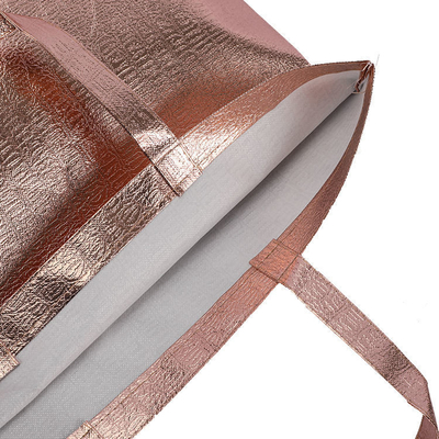 Saco de embalagem não tecido de laminação portátil para produtos alimentares e material Eco PP de ouro rosa