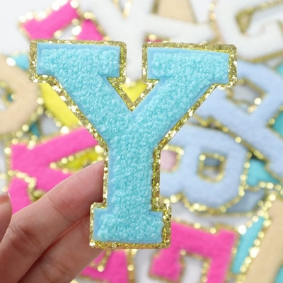 5.1cm 5.7cm 6.3cm 7cm Letras A-Z Glitter Patch Isolante Chenille Glitter Letter Patch Vestuário