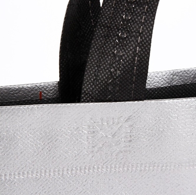 Saco de tecido não tecido LOGO personalizado Impressão a laser Saco Tote de filme metálico para lenços