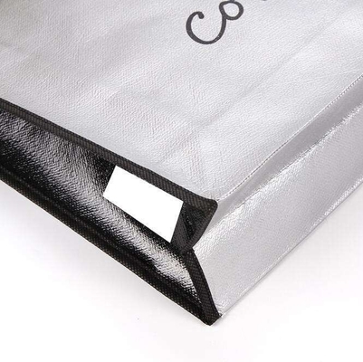 Saco de tecido não tecido LOGO personalizado Impressão a laser Saco Tote de filme metálico para lenços
