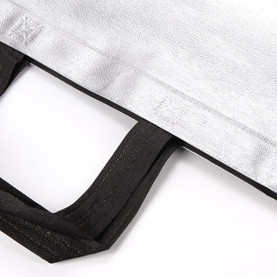 Saco de tecido não tecido LOGO personalizado Impressão a laser Saco Tote de filme metálico para lenços