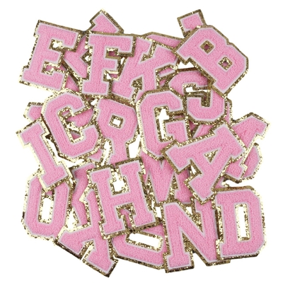 Ouro Rosa Border Ferro Em Reparação Adesiva Alfabeto Aplicações de costura com tecido Twill 3D
