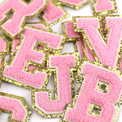 Ouro Rosa Border Ferro Em Reparação Adesiva Alfabeto Aplicações de costura com tecido Twill 3D