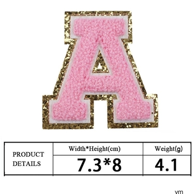 Ouro Rosa Border Ferro Em Reparação Adesiva Alfabeto Aplicações de costura com tecido Twill 3D