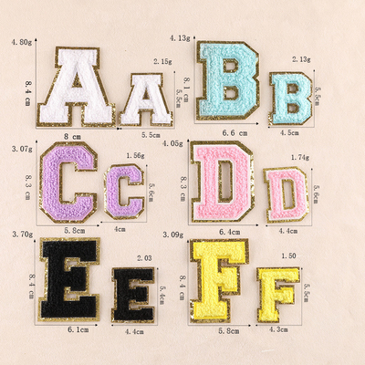 8 cm Patches de letras de chenille Alphabet Set para roupas Custom Ferro Em Toalha de bordado