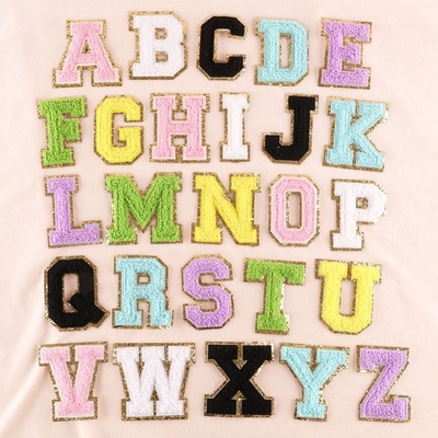 8 cm Patches de letras de chenille Alphabet Set para roupas Custom Ferro Em Toalha de bordado