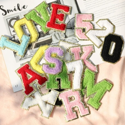 8 cm Patches de letras de chenille Alphabet Set para roupas Custom Ferro Em Toalha de bordado