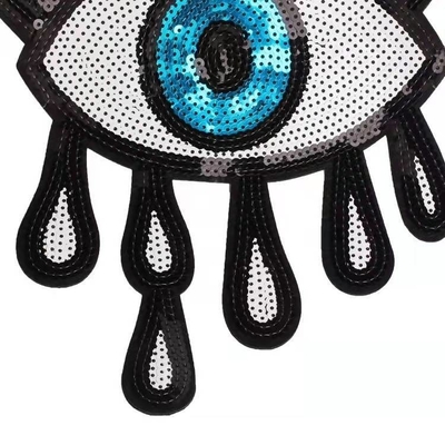 Acessórios de bordados de tecido de twill, adesivos aplicados, para roupas de grande porte, olhos maus