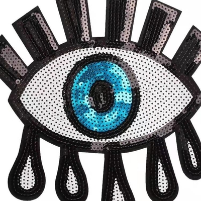 Acessórios de bordados de tecido de twill, adesivos aplicados, para roupas de grande porte, olhos maus