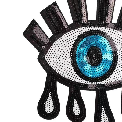 Acessórios de bordados de tecido de twill, adesivos aplicados, para roupas de grande porte, olhos maus