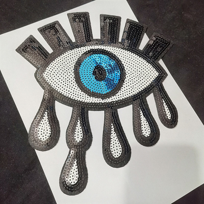 Acessórios de bordados de tecido de twill, adesivos aplicados, para roupas de grande porte, olhos maus
