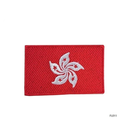 Patches bordados de bandeira de Hong Kong para roupas de material plástico