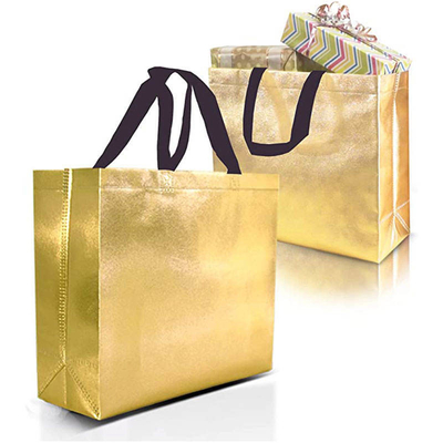 Saco de compras não tecido em metal prateado Holographic Design personalizado e cores Pantone