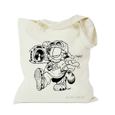Bolsa de Tote Impressa de Moda de desenhos animados de cor personalizada ecológica para compras femininas