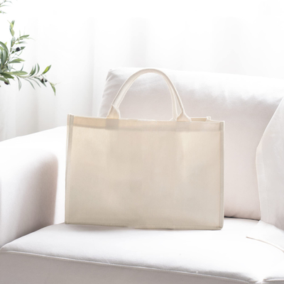Saco Quadrado Laminado Canvas Impermeável Algodão Shopping Tote Saco de Praia para Promoção