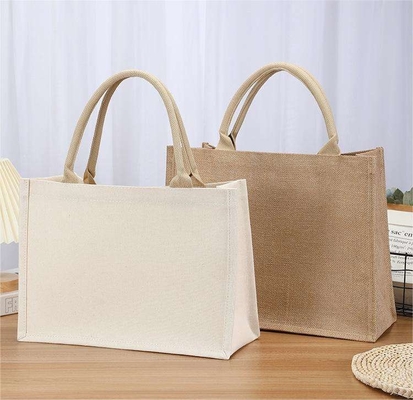Saco Quadrado Laminado Canvas Impermeável Algodão Shopping Tote Saco de Praia para Promoção