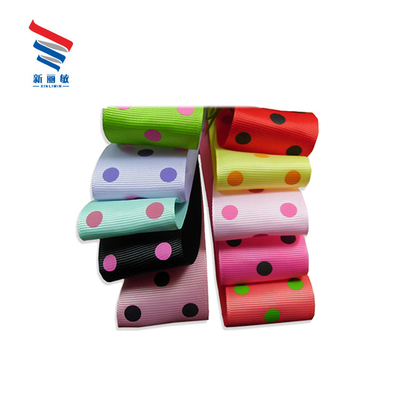 100% Poliéster Impressão Custom Polka Dots Grosgrain fita com largura como seu pedido