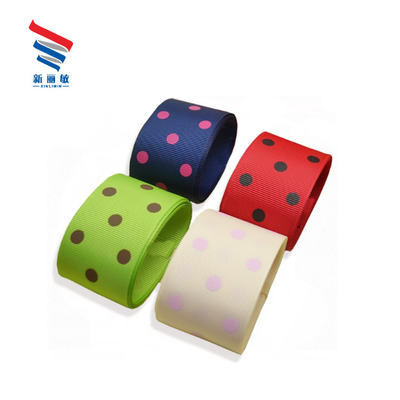 100% Poliéster Impressão Custom Polka Dots Grosgrain fita com largura como seu pedido