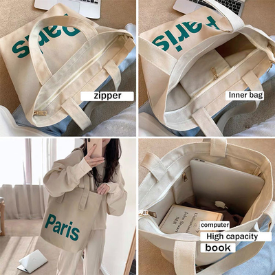 Saco de compras portátil de algodão de ombro único com serviço OEM e cores Pantone