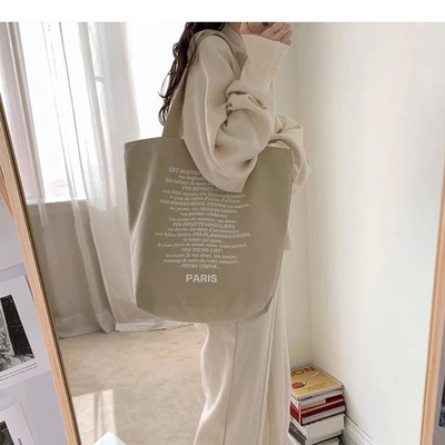 Saco de compras portátil de algodão de ombro único com serviço OEM e cores Pantone