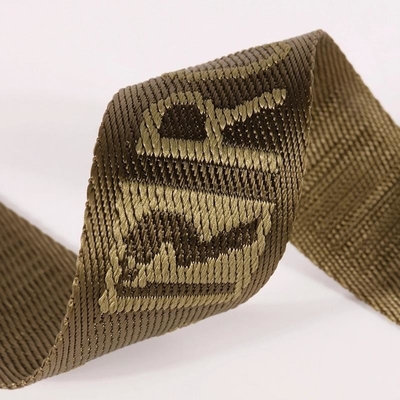 Logotipo personalizado tecido Jacquard Strap Webbing em cor preta para 38mm Nylon Shoulder Strap