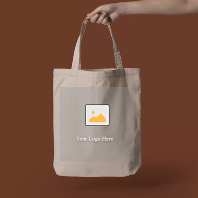 Logotipo personalizado impresso em tela reutilizável Bolsas de compras de algodão com bolso interior