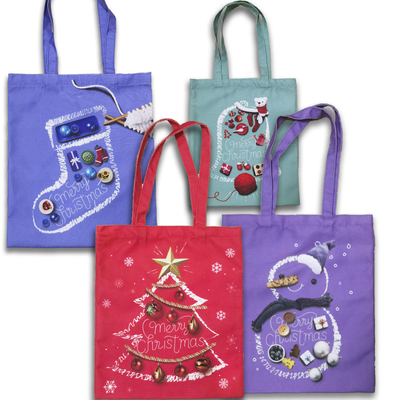 Saco de compras de lona de algodão de poliéster tamanho de logotipo personalizável para presente de Natal OEM / ODM