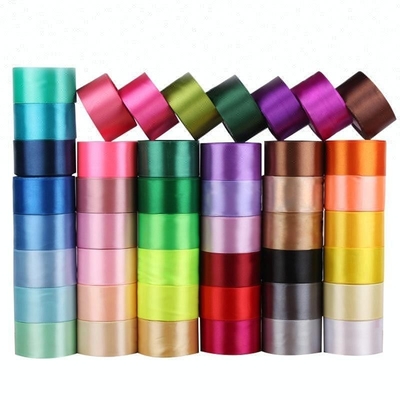 Alta Tenacidade Dupla Cara Personalizada 100% Poliéster RPET Plain Silk Satin Ribbon Roll