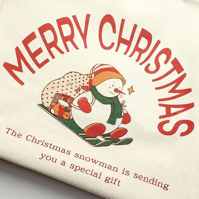 Saco de compras pesado personalizado de Natal de lona reutilizável com alça longa