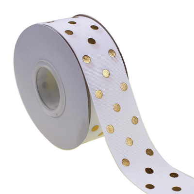 OEM aceito 1.5 polegadas personalizado Impresso Folha de Ouro Polka Dot Grosgrain fita 38mm para Arco de cabelo / embalado de presente