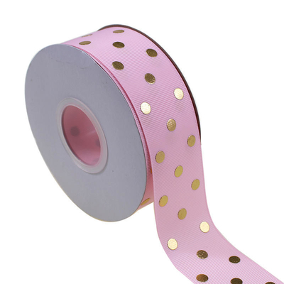 OEM aceito 1.5 polegadas personalizado Impresso Folha de Ouro Polka Dot Grosgrain fita 38mm para Arco de cabelo / embalado de presente