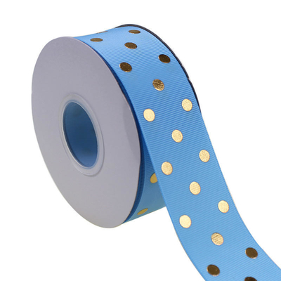OEM aceito 1.5 polegadas personalizado Impresso Folha de Ouro Polka Dot Grosgrain fita 38mm para Arco de cabelo / embalado de presente
