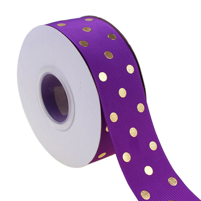 OEM aceito 1.5 polegadas personalizado Impresso Folha de Ouro Polka Dot Grosgrain fita 38mm para Arco de cabelo / embalado de presente
