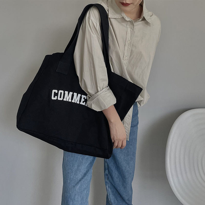 Saco de toque de lona de grande porte ecológico para compras Logotipo personalizado e OEM / ODM aceitável
