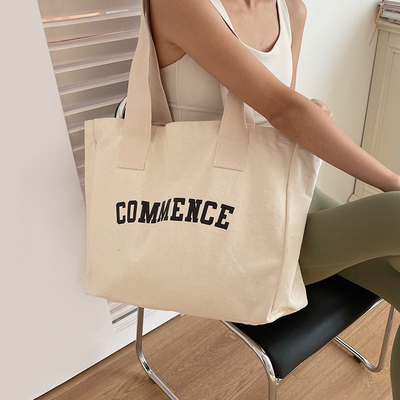 Saco de toque de lona de grande porte ecológico para compras Logotipo personalizado e OEM / ODM aceitável