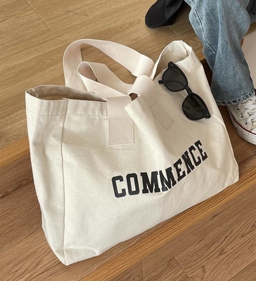 Saco de toque de lona de grande porte ecológico para compras Logotipo personalizado e OEM / ODM aceitável