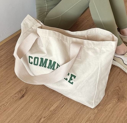 Saco de toque de lona de grande porte ecológico para compras Logotipo personalizado e OEM / ODM aceitável