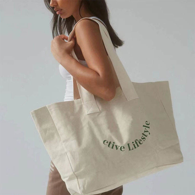 Logotipo personalizado Eco-friendly Heavy-duty Oversize Grande Comércio de Alimentos algodão de lona Tote Saco