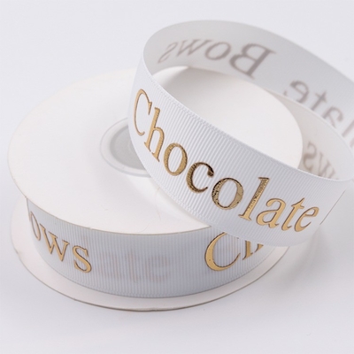 Folha de ouro 3D personalizada Eco Friendly Impressa fita de grão grosso de seda preta com logotipo em relevo