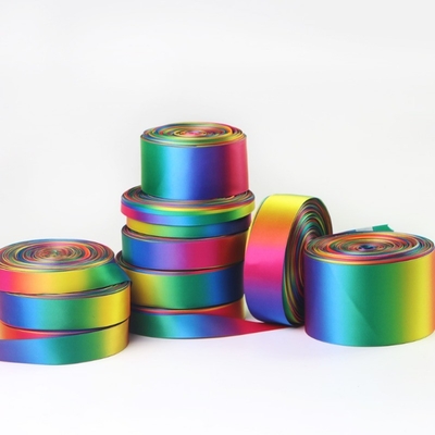 Fitas de toque suave Fitas de rosto único Fitas de rosto duplo Rainbow Satin Fita de grão grosso