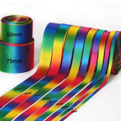 Fitas de toque suave Fitas de rosto único Fitas de rosto duplo Rainbow Satin Fita de grão grosso