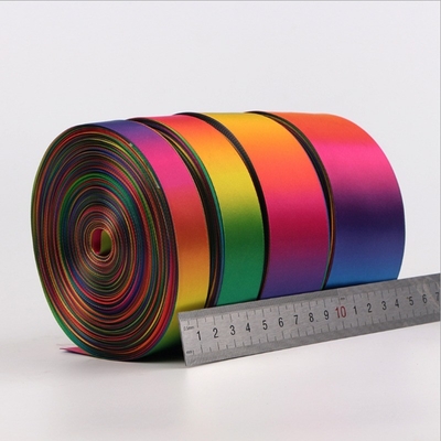 Fitas de toque suave Fitas de rosto único Fitas de rosto duplo Rainbow Satin Fita de grão grosso