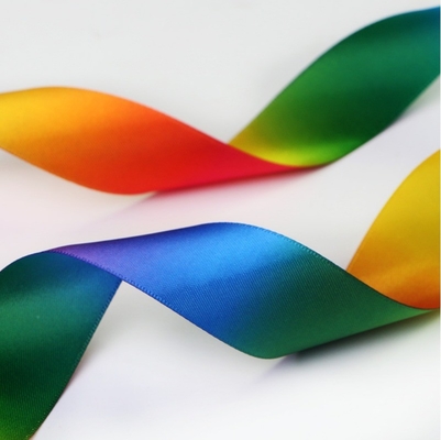 Fitas de toque suave Fitas de rosto único Fitas de rosto duplo Rainbow Satin Fita de grão grosso