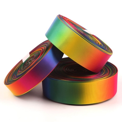 Fitas de toque suave Fitas de rosto único Fitas de rosto duplo Rainbow Satin Fita de grão grosso