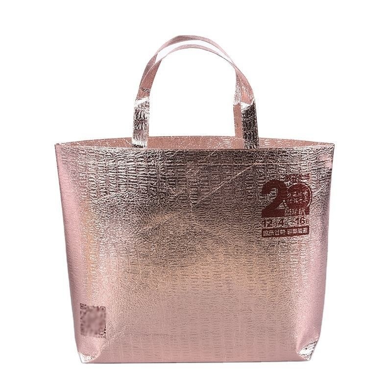 Saco de embalagem não tecido de laminação portátil para produtos alimentares e material Eco PP de ouro rosa