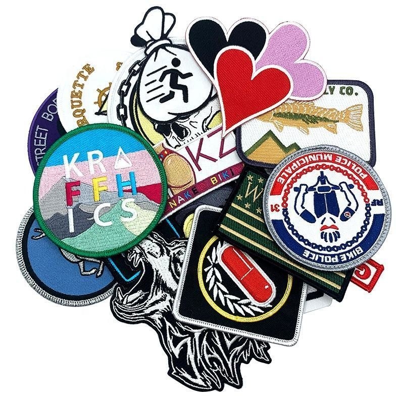 3D Fabric Custom Embroidered Patch Badges para decoração Sequins Embroidering de roupas