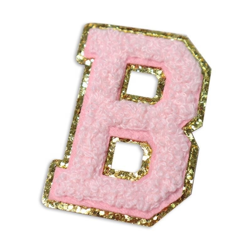 5.1cm 5.7cm 6.3cm 7cm Letras A-Z Glitter Patch Isolante Chenille Glitter Letter Patch Vestuário
