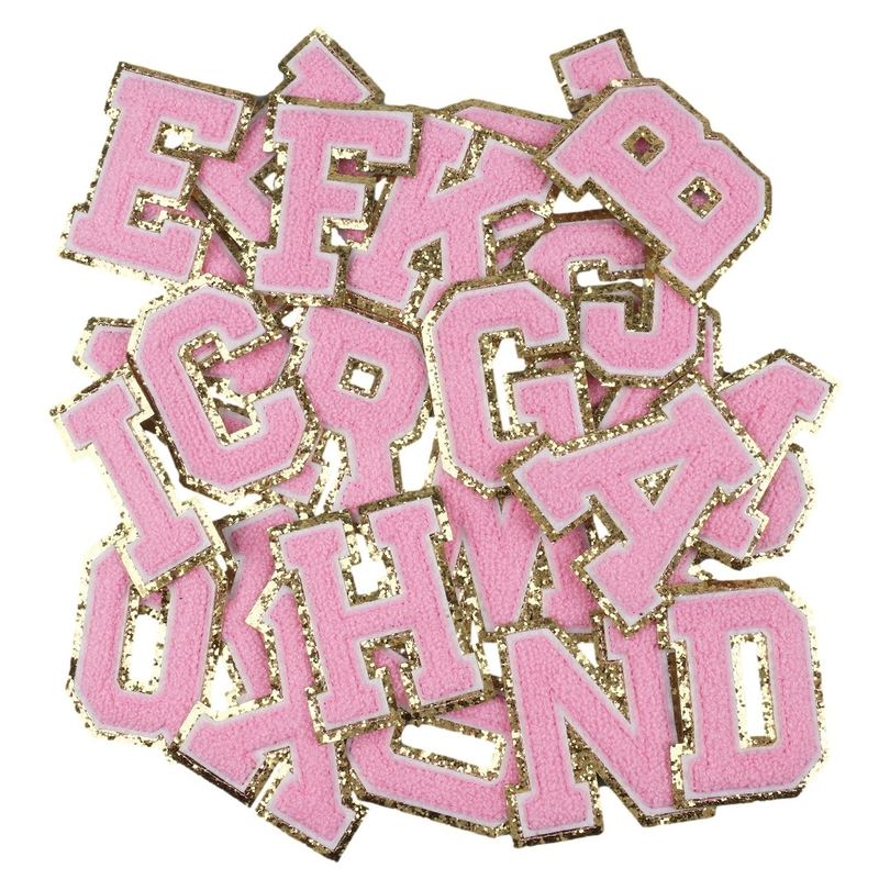 Ouro Rosa Border Ferro Em Reparação Adesiva Alfabeto Aplicações de costura com tecido Twill 3D