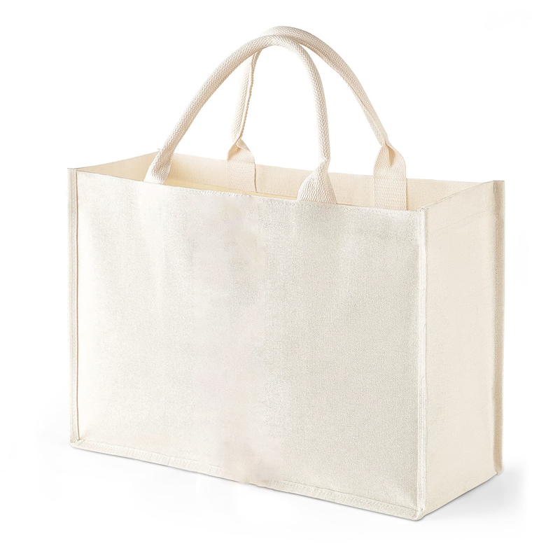 Saco Quadrado Laminado Canvas Impermeável Algodão Shopping Tote Saco de Praia para Promoção