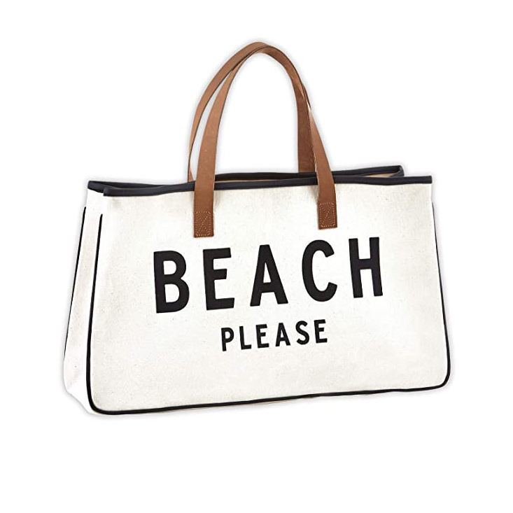 Impressão personalizada em tela grande Viagem de fim de semana Fuga de verão à praia Saco de toque com alças de couro